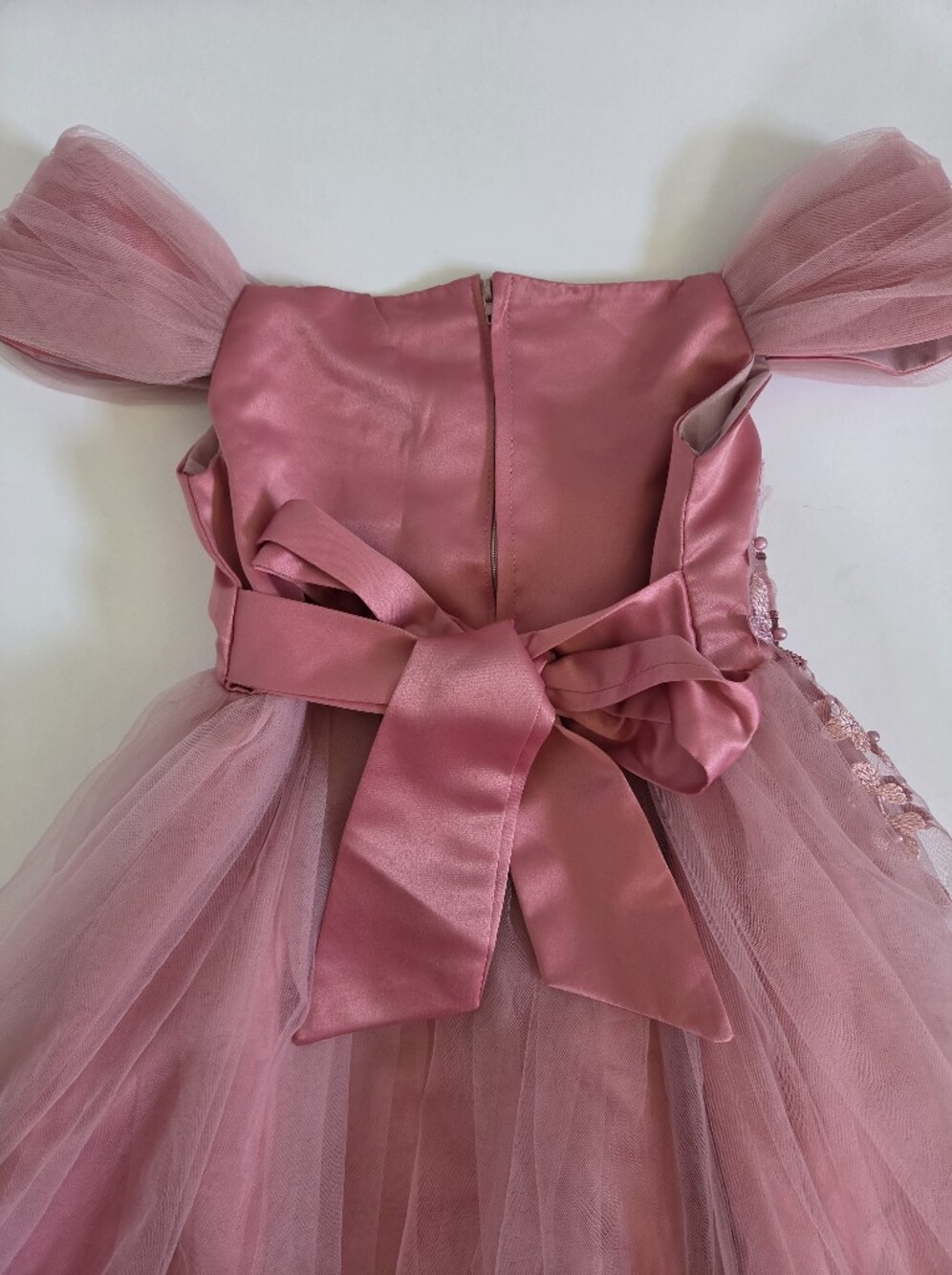 Girls 6T Ball Gown Flower girl Wedding dress formal dress pink embroidery floral - Picture 9 of 13